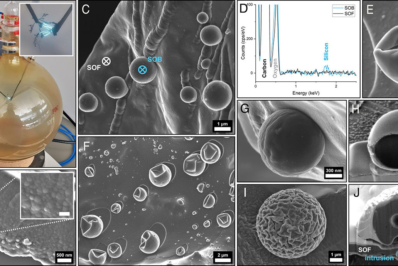 Miller–Urey experiments demonstrated that prebiotic organic compounds can be synthesized from a reducing atmosphere, alkaline water, and electrical discharges. In these new experiments, only in the presence of water, silica induces the formation of a solid organic film made of polymers of hydrogen cyanide. In these films, nano- to micron-size biomorphic protocells are found forming through a mechanism of bubbling and water–gas interfacial precipitation. The results suggest that protocells and the key molecules of life already coexisted on the earliest Earth, setting the stage for the emergence of life and additional criteria for life detection. These organic “protoworlds” could be widely distributed across the universe on any Earth-like body, where they might follow different evolutionary paths.